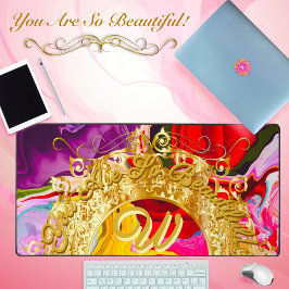 Gold Glam Initiaal W Monogram Motivatie Abstract Bureaumat