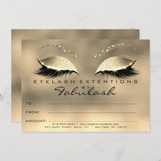 Gold Glam Lashes Extension Make-up Certificaat Gif (Voorkant / Achterkant)