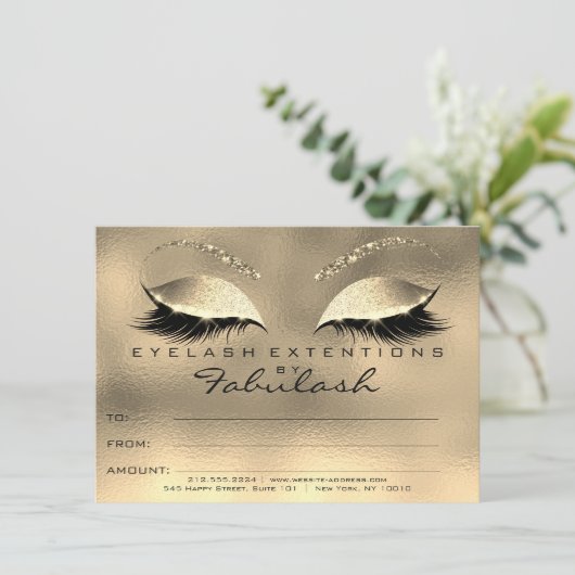 Gold Glam Lashes Extension Make-up Certificaat Gif (Staand voorkant)