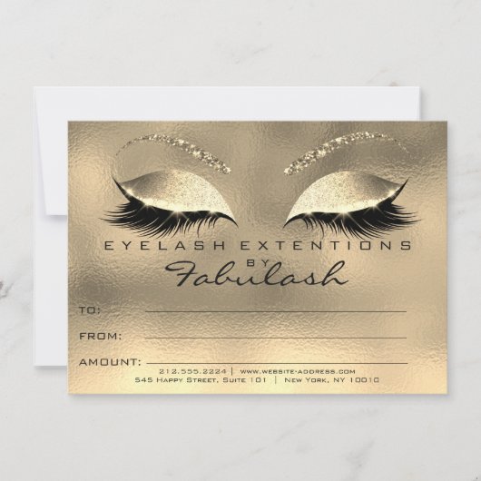 Gold Glam Lashes Extension Make-up Certificaat Gif (Voorkant)