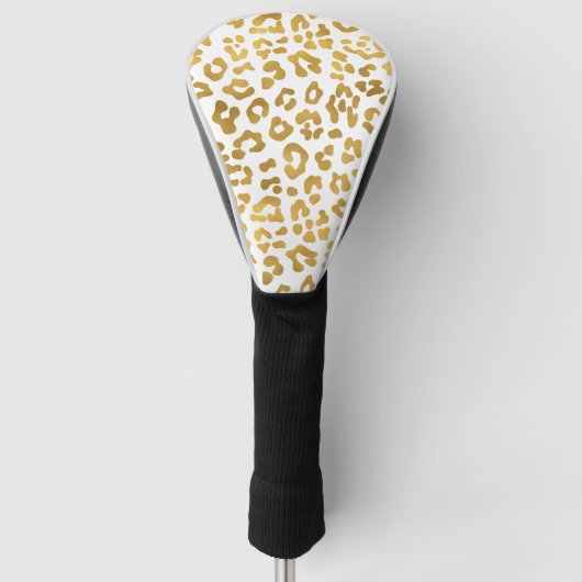 Gold Glam Leopard Print Golfheadcover (Voorkant)