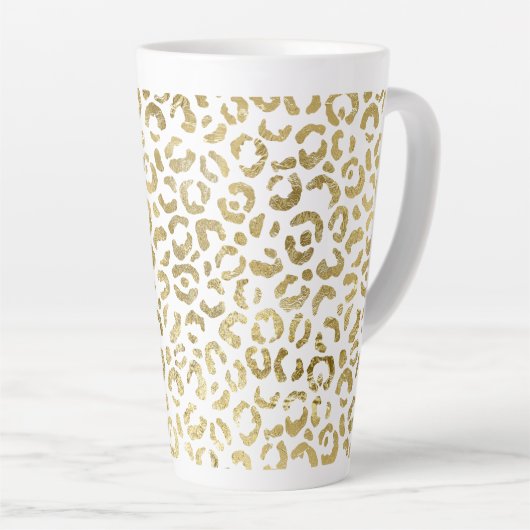 Gold Glam Leopard Print Latte Mok (Rechterhoek)