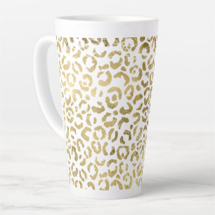 Gold Glam Leopard Print Latte Mok