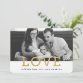 Gold Glam Love | Aankondiging moderne foto van geb (Staand voorkant)