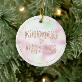 Gold Glam Mint Pink Tie Dye Kindness Matte Heart Keramisch Ornament
