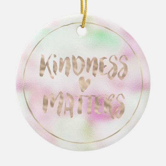 Gold Glam Mint Pink Tie Dye Kindness Matte Heart Keramisch Ornament (Voorkant)