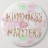 Gold Glam Mint Pink Tie Dye Kindness Matte Heart Ronde Button 6,0 Cm (Voorkant)