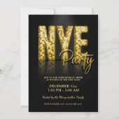Gold Glam New Years Eve Party Disco Kaart (Voorkant)