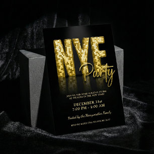 Gold Glam New Years Eve Party Disco Kaart