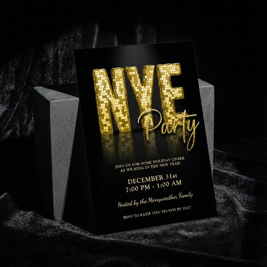 Gold Glam New Years Eve Party Disco Kaart