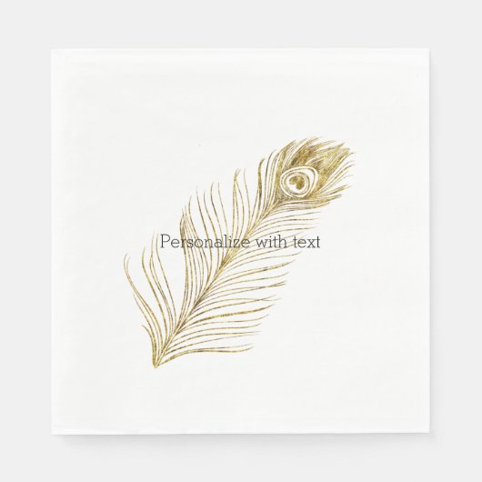 Gold Glam Peacock Feather Servet (Voorkant)