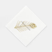 Gold Glam Peacock Feather Servet (Hoek)