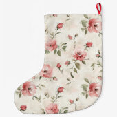 Gold Glam Pink Blush Rozen Kerst Grote Kerstsok (Achterkant)