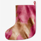 Gold Glam Pink Southwest Cowhide Christmas Grote Kerstsok (Achterkant)