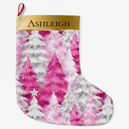 Gold Glam Pink White Christmas Trees Grote Kerstsok