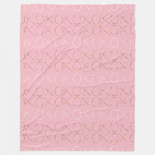 Gold Glam Pink XOXO Fleece Deken