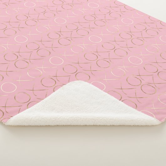 Gold Glam Pink XOXO Sherpa Deken (3/4)