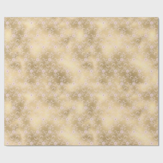 Gold Glam Pretty Pink Floral Lace Bridal Shower Cadeaupapier (Vlak)