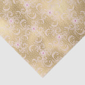 Gold Glam Pretty Pink Floral Lace Bridal Shower Tissuepapier (Detail)