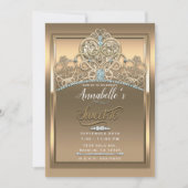 Gold Glam Princess Heart Tiara Sweet 16 Foto Kaart (Voorkant)