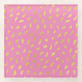  Gold Glam Roze Abstract Glazen Onderzetter
