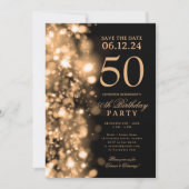 Gold Glam Save The Date 50th Birthday Party Kaart (Voorkant)