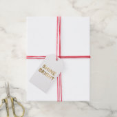Gold Glam Shine Heldere Kerst Cadeaulabel (Met Touw)