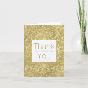 Gold Glam Sparkle Bokeh gepersonaliseerd Dank u Bedankkaart