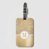 Gold Glam Sparkle Monogram Bagagelabel (Voorkant (verticaal))