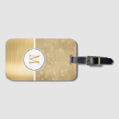 Gold Glam Sparkle Monogram Bagagelabel (Voorkant (horizontaal))