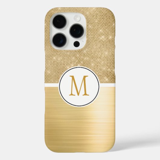 Gold Glam Sparkle Monogram Case-Mate iPhone Case (Achterkant)