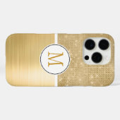 Gold Glam Sparkle Monogram Case-Mate iPhone Case (Achterkant (horizontaal))