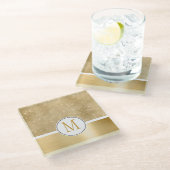 Gold Glam Sparkle Monogram Glazen Onderzetter (Schuin)