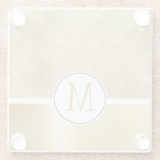 Gold Glam Sparkle Monogram Glazen Onderzetter (Achterkant)