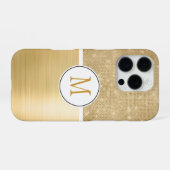Gold Glam Sparkle Monogram iPhone Hoesje (Achterkant horizontaal)