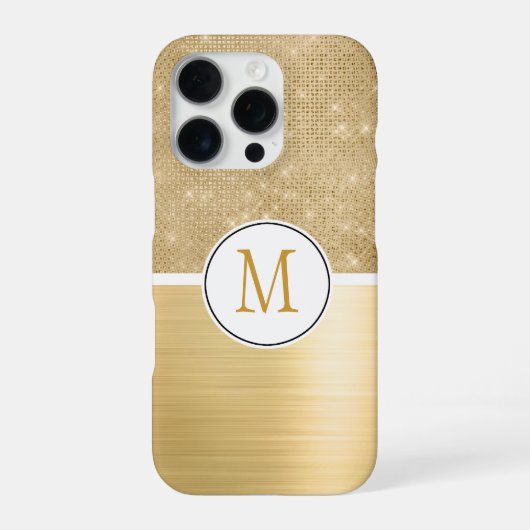 Gold Glam Sparkle Monogram iPhone Hoesje (Achterkant)