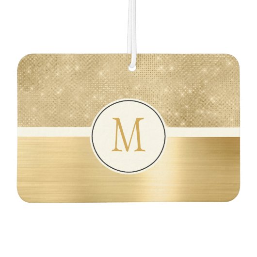 Gold Glam Sparkle Monogram Luchtverfrisser (Voorkant)