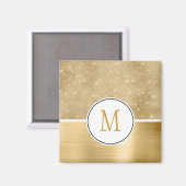 Gold Glam Sparkle Monogram Magneet (Voorkant / Achterkant)