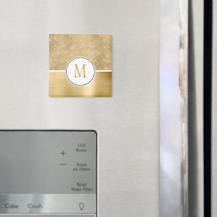 Gold Glam Sparkle Monogram Magneet