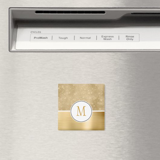 Gold Glam Sparkle Monogram Magneet (Insitu (Vaatwasser))