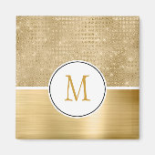Gold Glam Sparkle Monogram Magneet (Voorkant)