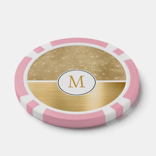 Gold Glam Sparkle Monogram Poker Chips (Enkel)