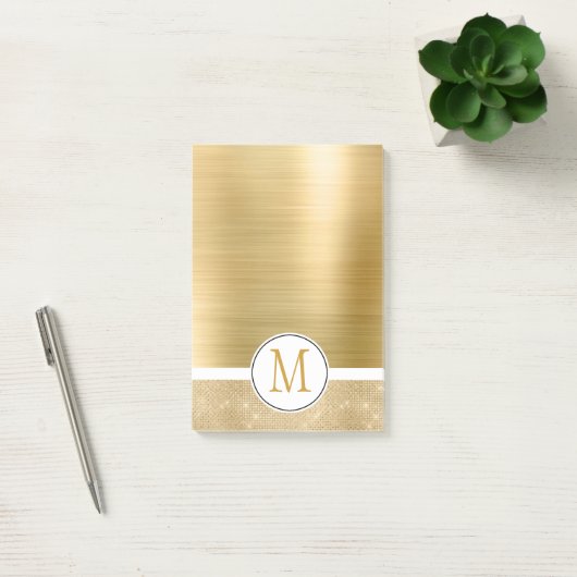 Gold Glam Sparkle Monogram Post-it® Notes (Kantoor)