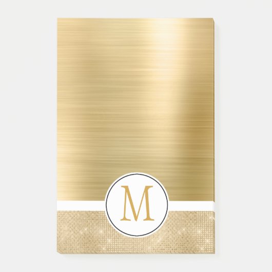 Gold Glam Sparkle Monogram Post-it® Notes (Voorkant)