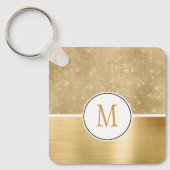 Gold Glam Sparkle Monogram Sleutelhanger (Voorkant)