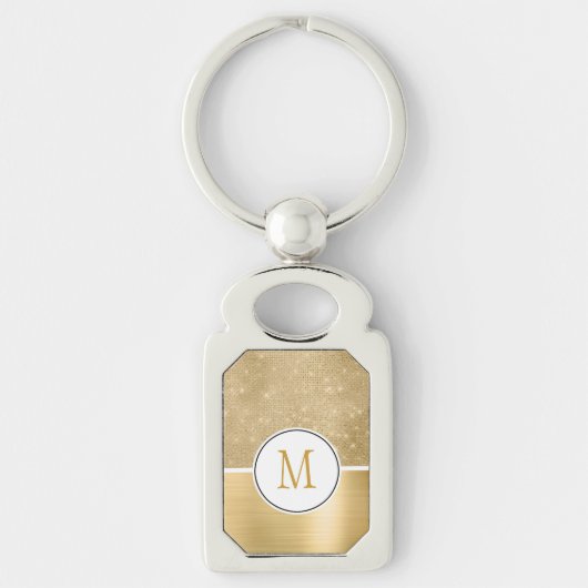 Gold Glam Sparkle Monogram Sleutelhanger (Voorkant)