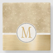 Gold Glam Sparkle Monogram Stenen Onderzetter (Voorkant)