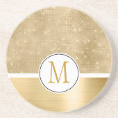 Gold Glam Sparkle Monogram Zandsteen Onderzetter (Voorkant)