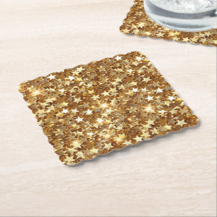 Gold Glam Sparkle Stars Kartonnen Onderzetters