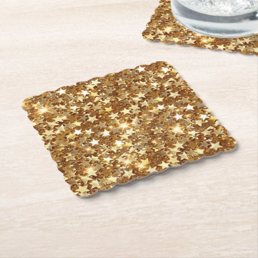 Gold Glam Sparkle Stars Kartonnen Onderzetters (Gebogen)